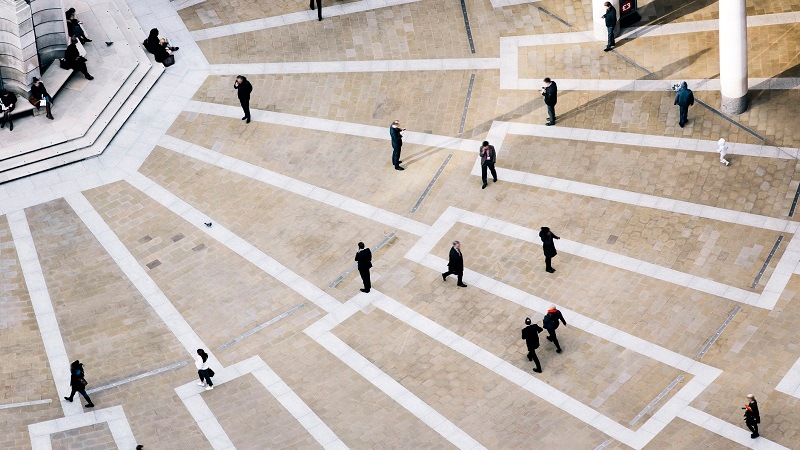 People walking in Paternoster Square in the City of London